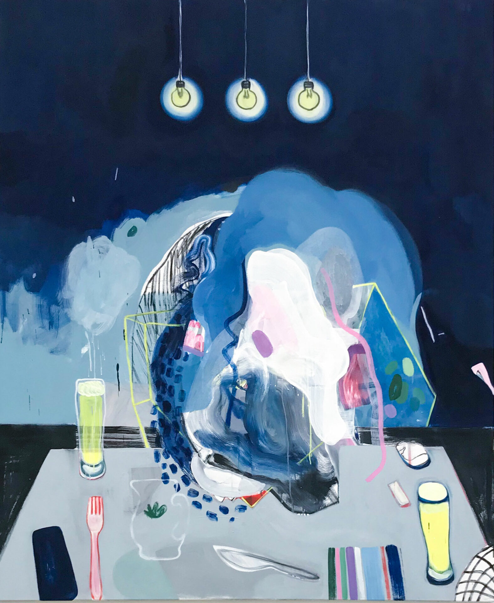 Dinner with Ghosts, Mixed Media on cotton, 175 x 145 cm, 2019, Lisa Breyer