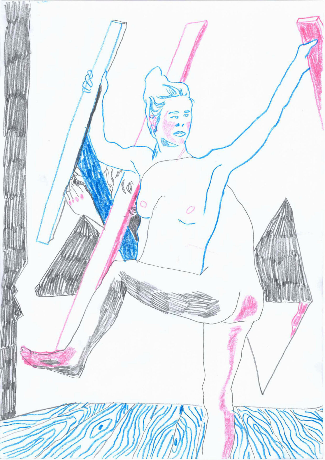 Woman (Hideout), colored pencil on paper, 29 x 21 cm, 2019, Lisa Breyer